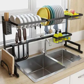 

304 Stainless Steel Dish Rack Drain Rack To Dry The Tableware Dishes Storage Supplies Storage Box Kitchen Rack