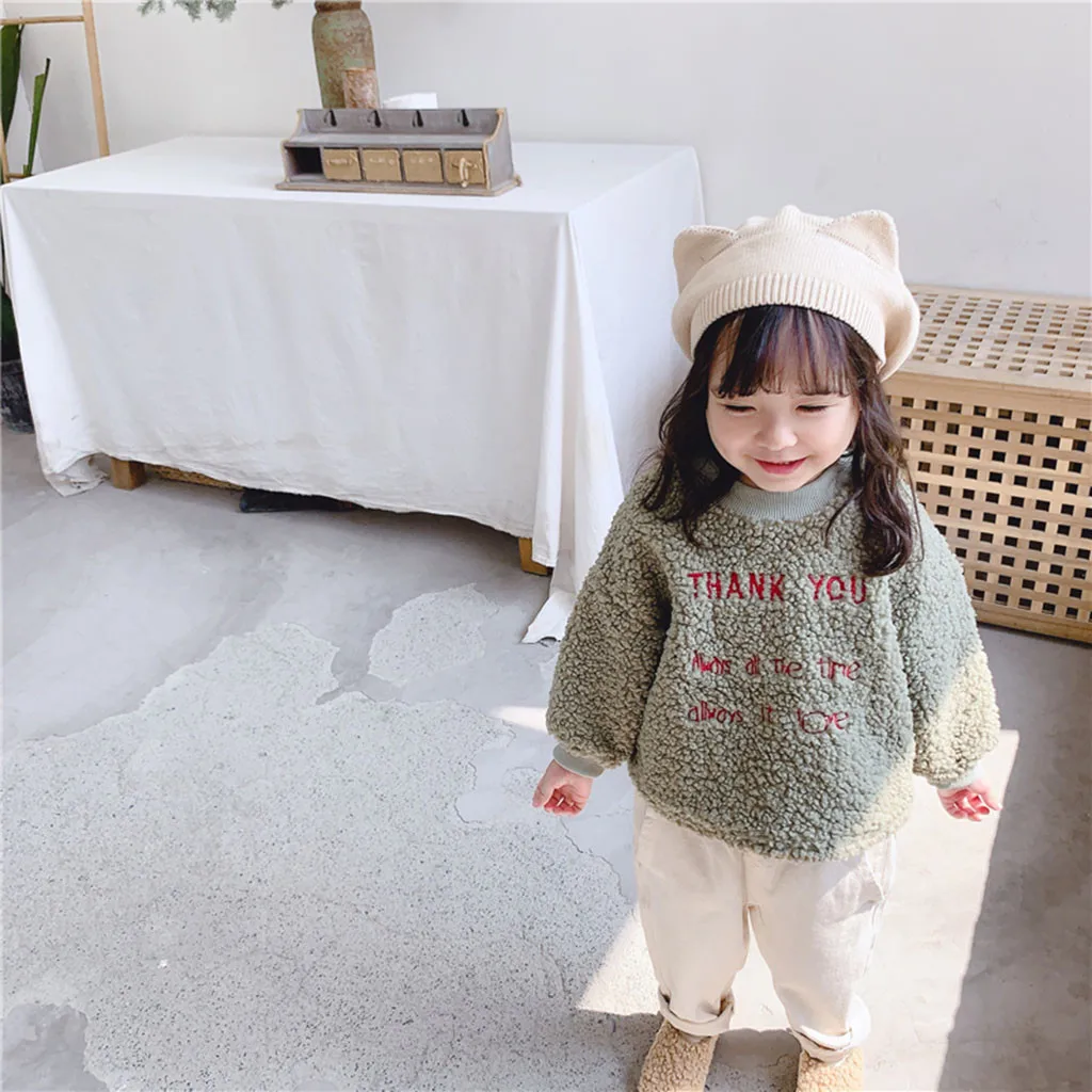 Baby Girls Sweatshirts Winter Toddler Kids Baby Girl Thicken Jacket Plush Long sleeves Warm Clothing Long Sleeves infantil
