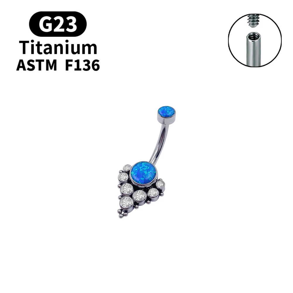 Titan F136 G23 Schmuck Piercing Frauen Opal Bauch Ring Opal Nabel Ring Cubic Zirkon Bauchnabel Piercing Körper Schmuck – Detail 6