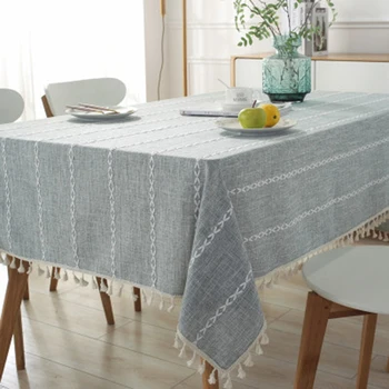 

Fringed Lace Tablecloth Simple Rectangle Imitation Cotton New Year'S Tablecloth Birthday Party Household Coffee Table Cloth