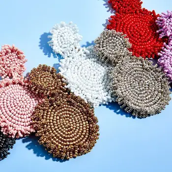 

FASHIONSNOOPS Multi Colors Handmade Beaded Earrings for Women Boho Ethnic Big Drop Dangle Earrings Statement Jewelry Wholesale