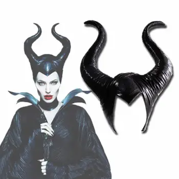 

Women Maleficent Black Christening Halloween Horns Costumes Horn cap Evil Queen Horns Cosplay Costume 40FP21