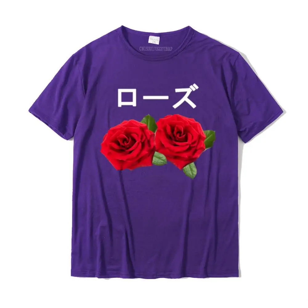Gift Classic Short Sleeve Tops & Tees Summer Fall Crew Neck 100% Cotton Men's T-Shirt Classic T-shirts Brand New Vaporwave Rose with Japanese text Long Sleeve T-shirt Gift__MZ23652 purple