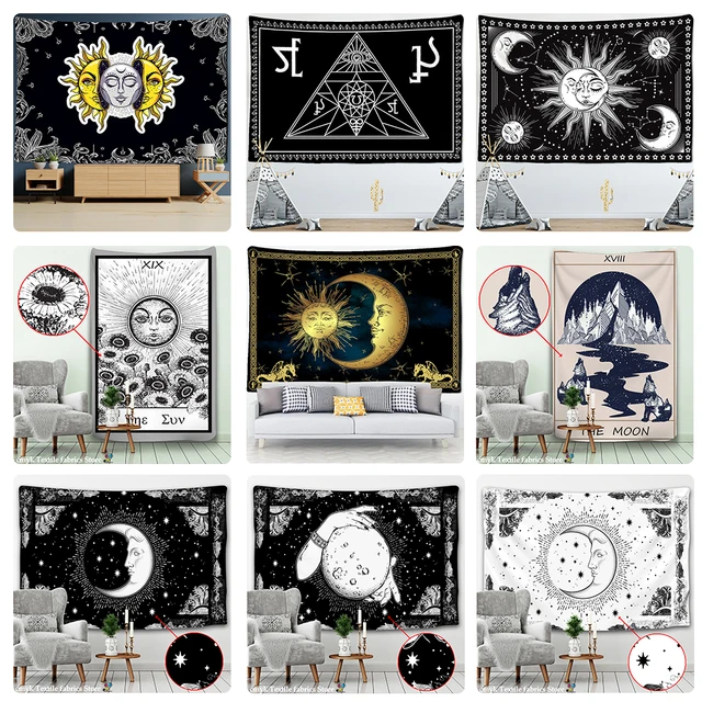 Tarot Bohemian Sun Moon Psychedelic Tapestry