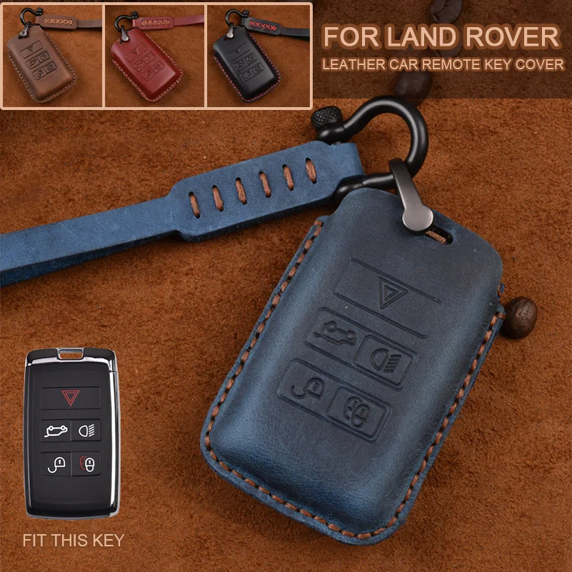 Кожаный чехол для смарт-ключей с 5 кнопками подходит Land Rover Range Sport Freelander Discovery 2 Jaguar