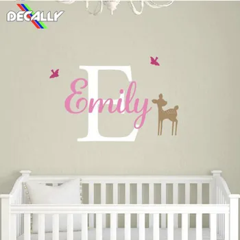 

Fawn Name Wall Decal Set Home Decoration Girls Nursery Deer Wall Stickers Personalized Name Decals Vinyl Sticker FOX-HO154