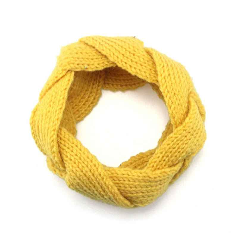 Yellow Twist Зимняя Теплая повязка на голову для женщин/девочек, эластичная вязаная теплая повязка на голову, одноцветная повязка на голову, аксессуары для волос ручной работы, тюрбан, подарки - Цвет: Yellow Twist