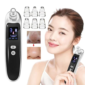 

Blackhead Remover Vacuum Portable Pore Pimple Cleanser Tools with 6 Replaceable Suction Heads 3 Modes for Facial Face Skin Care