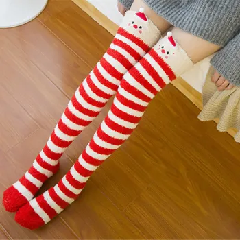 

Girl Animal Knee Socks Striped Christmas Lovely Kawaii Japanese Stocking Cozy Long Thigh High Socks Compression Winter Warm Sock