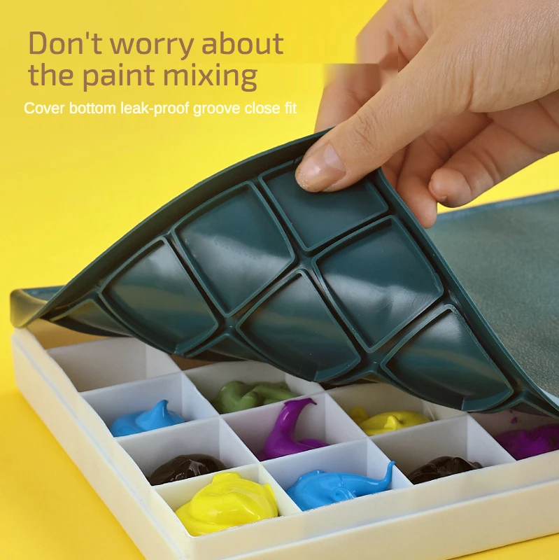 1 pcs Plastic pigment box watercolor Gouache flip soft cover 12 cells square paint palette box Art painting materials supplies