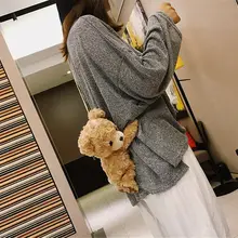 Женская сумка через плечо, маленькая сумка через плечо, сумка-тоут, Ретро стиль, забавная, для девочек, милая улыбка, медведь, плюшевая кукла, Лолита, сумочка