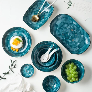 

Ceramic Tableware Set Rice Ramen Soup Bowl Steak Salad Plate Vinegar Tomato Plate Home Creative Personality Tableware
