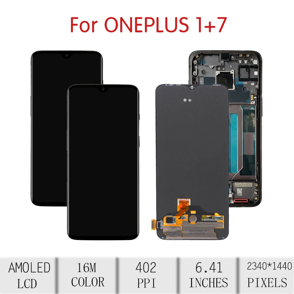 Для OnePlus 7 lcd кодирующий преобразователь сенсорного экрана в сборе для Oneplus 7 Дисплей с заменой рамы 1+ 7 GM1900 GM1901