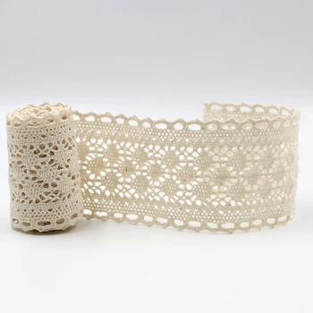 

5yards Apparel Accessories Hometexile Embellishment Decoration Patchwork Beige Cotton Lace Trims Handmade DIY Ribbon Toughness