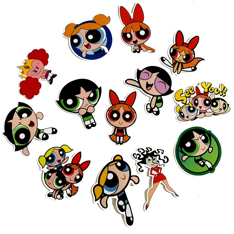 50 шт. Powerpuff девушки ПВХ водонепроницаемый забавный стикер игрушка багаж Наклейка мотоцикл и багаж наклейка для ноутбука