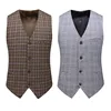 Men's Wool Check Suit Vest Men's Retro Tweed Groom Vest Groomsman Wedding Vest 1