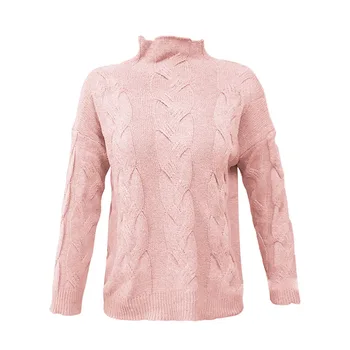 

Turtle Neck Solid Autumn Winter Casual Women Sweater Elastic Knitted Tops Pullover Cotton Blend School Students Long Sleeve