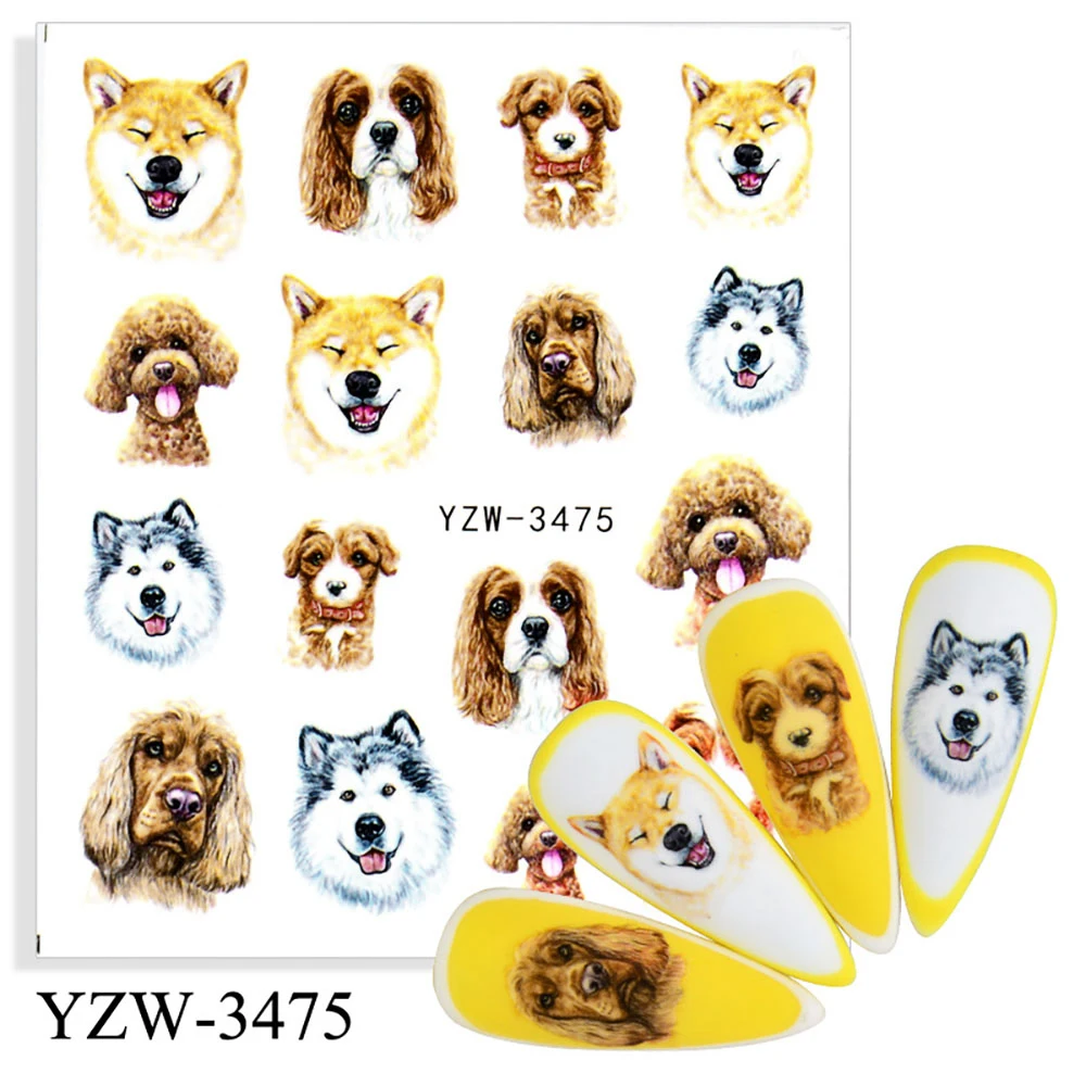 Colorful Face Flower Stickers Nail Stickers Transfer Nails Water Decal Nail Decals Leaf Sticker Series Watermark Nails Geometric