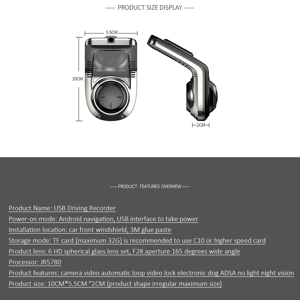 Мини USB HD 1080P регистратор вождения автомобиля dvr камера ADAS Авто Цифровая видеокамера Dash Cam для Android мультимедийный плеер