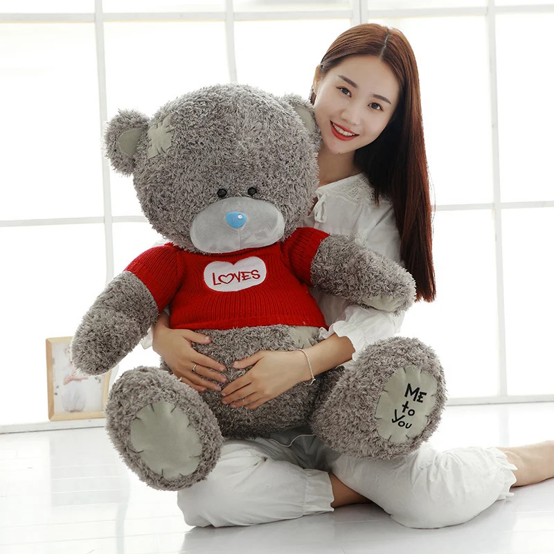 1PC Teddy Bear Plush Toys Sweater Bear 40/60/80CM Soft Stuffed Animals Cute Patch Bear Plush Dolls For Baby Kids Christmas Gifts