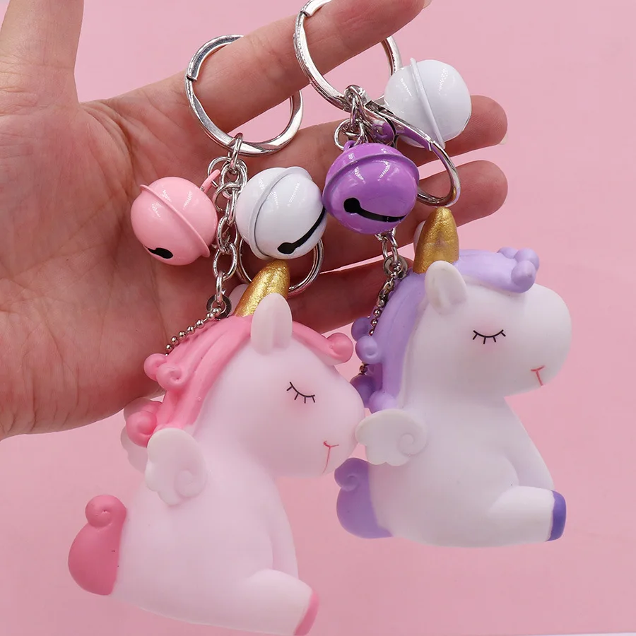 2020 All'Ingrosso Ins Dream Cute Soft Glue Voice Unicorn Portachiavi Pink Pony Car Pendant Girl Bag Ornament
