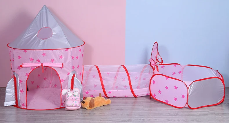 Children Toy Tent 3 In 1 Play House Set Crawling Tunnel Castle Play House Ocean Ball Pool Foldable Baby Toy Gift Toy Tents Aliexpress