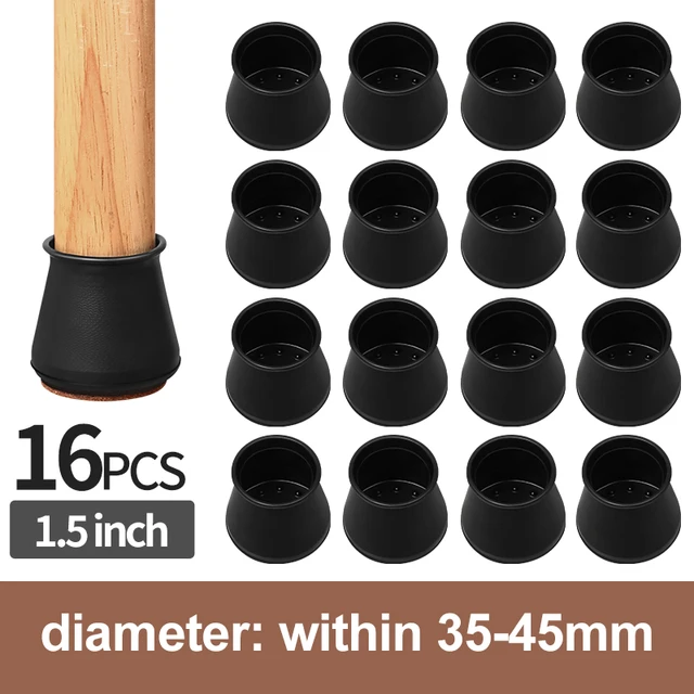 16PCS Silicone Chair Leg Cover Felt Bottom Round Square Furniture Feet Caps Floor Protector Pads for Chair Leg Black Brown White DIA 35-45mm 16PCS