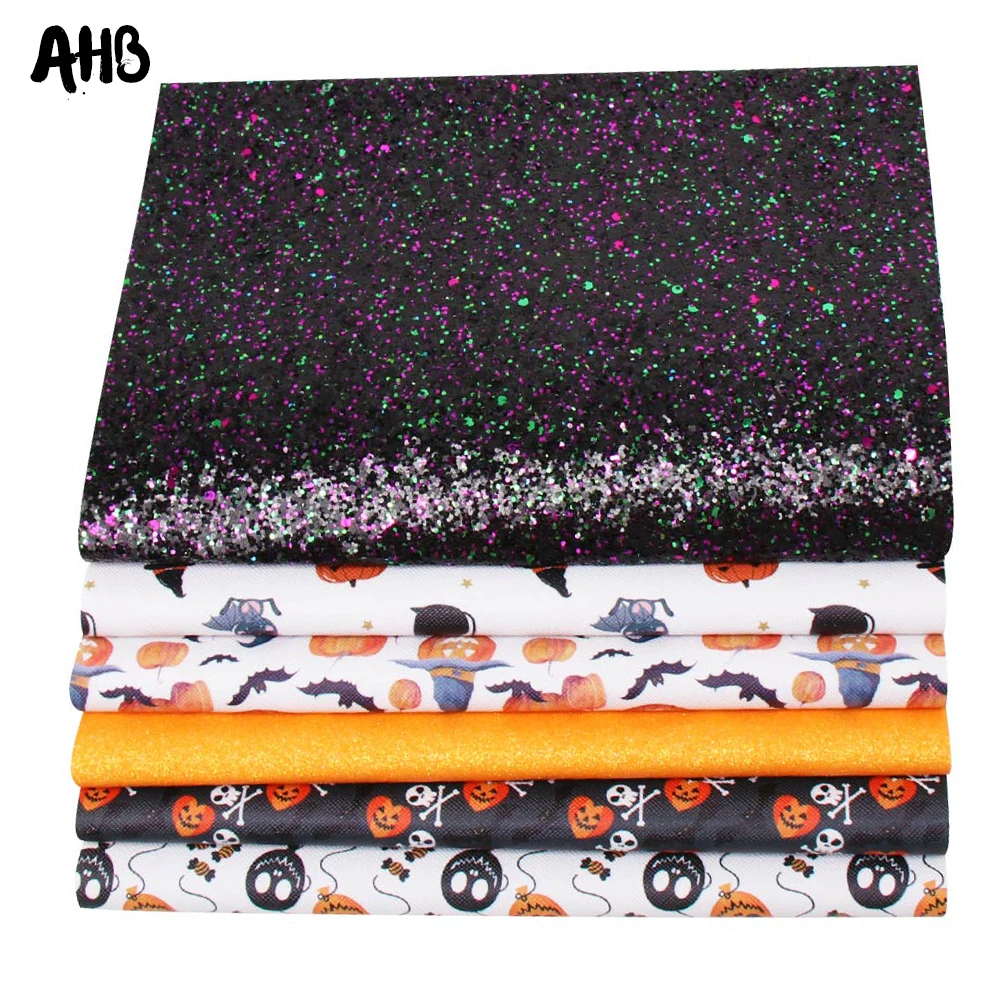 AHB 22*30 см Хэллоуин искусственная кожа печатных искусственная кожа для ручной работы ремесла бант для волос Сделай Сам сумки декоративный бант Материал