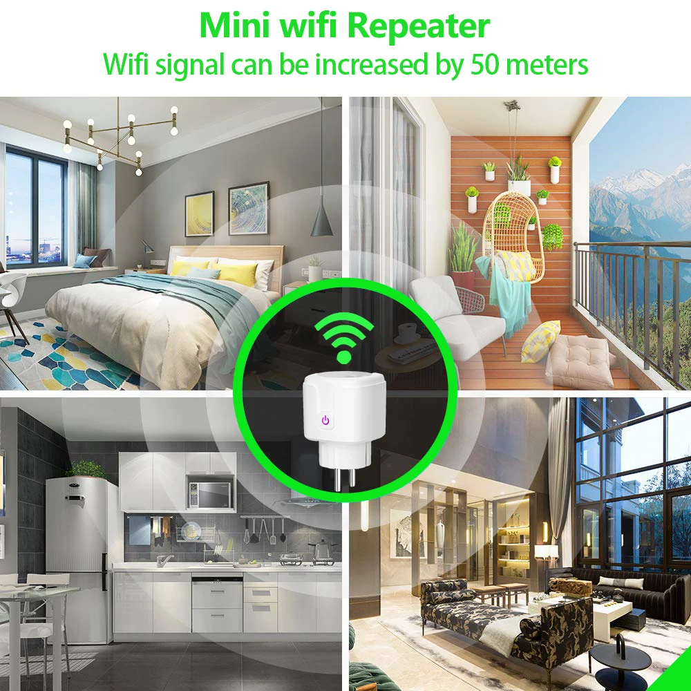 Умная Wi Fi розетка 16 А с монитором питания беспроводная умная и голосовым