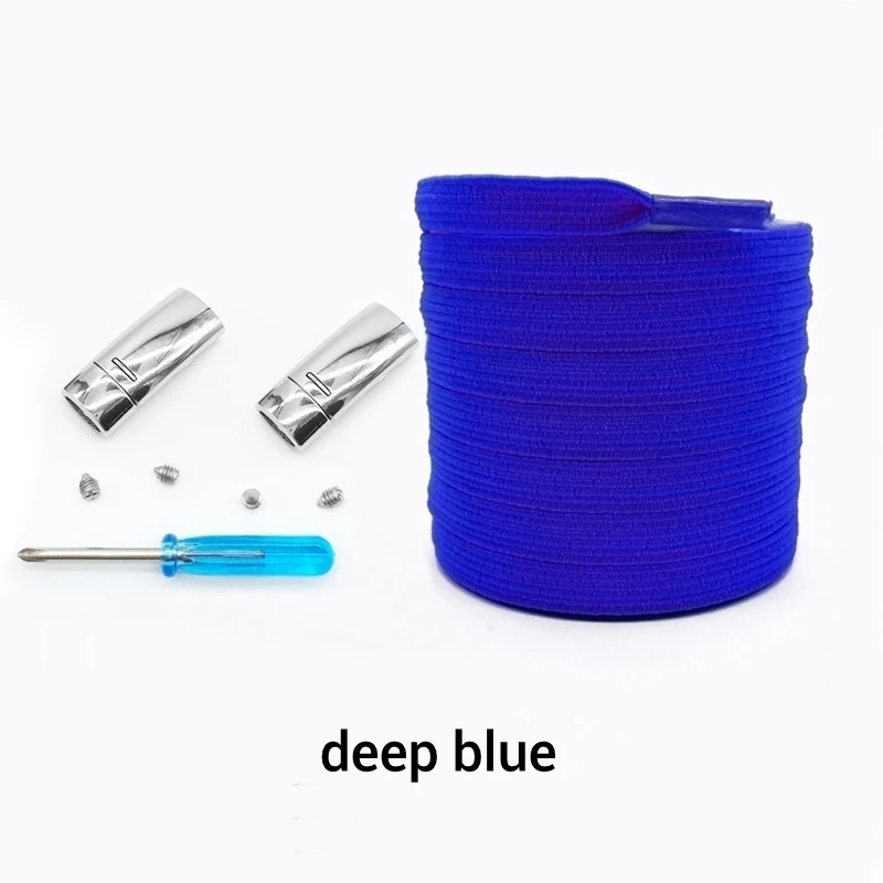 deep blue Новинка, 1 пара, магнитные шнурки, эластичные шнурки для обуви, для детей и взрослых, плоские кроссовки, шнурки, металлические шнурки с быстрым замком, шнурки Z077 - Цвет: deep blue