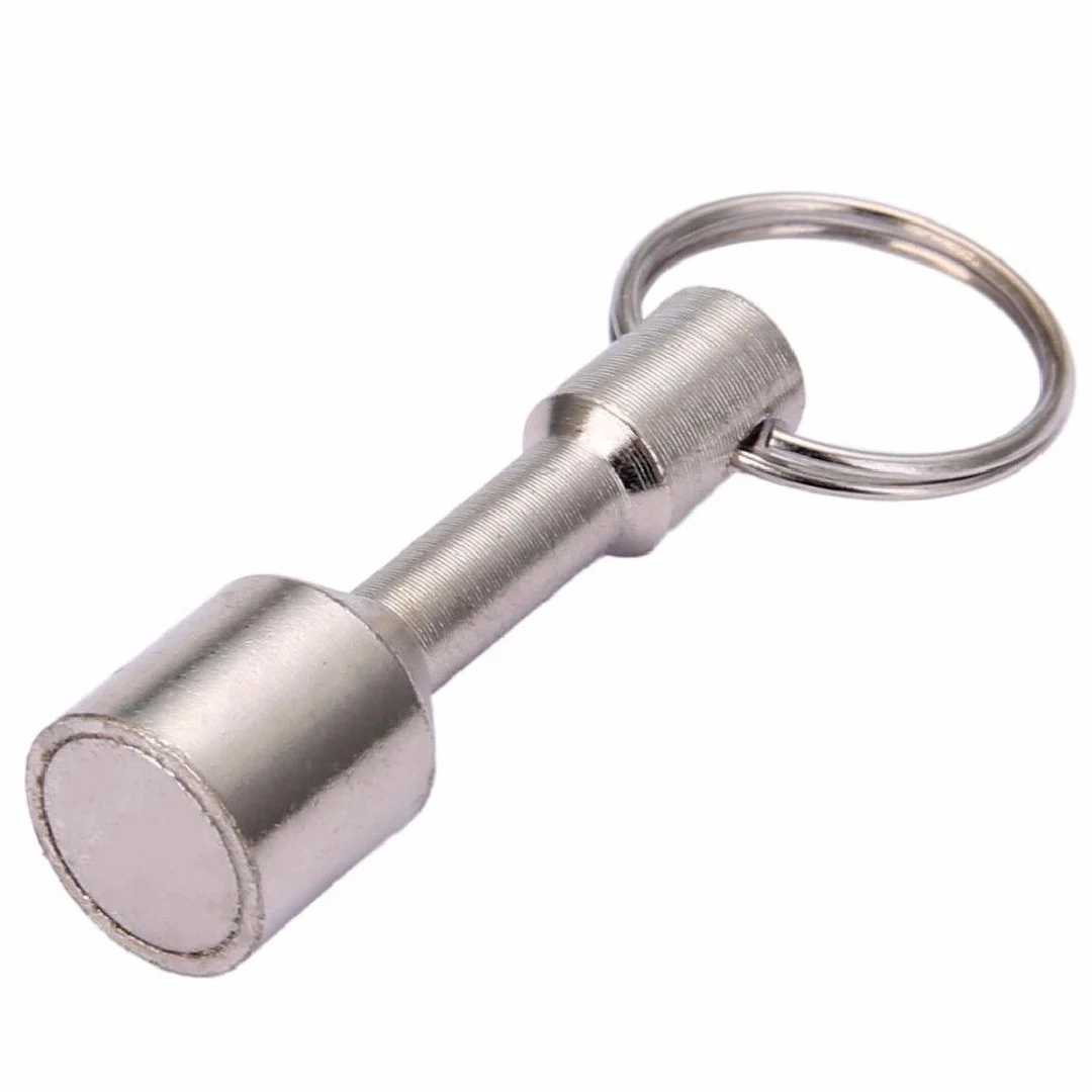 Silver Color Test Super Strong Metal Magnet Check Keychain Split Ring Pocket Keyring Hanging Holder Portable Outdoor Tool key chain clip,keychain tool,key ring