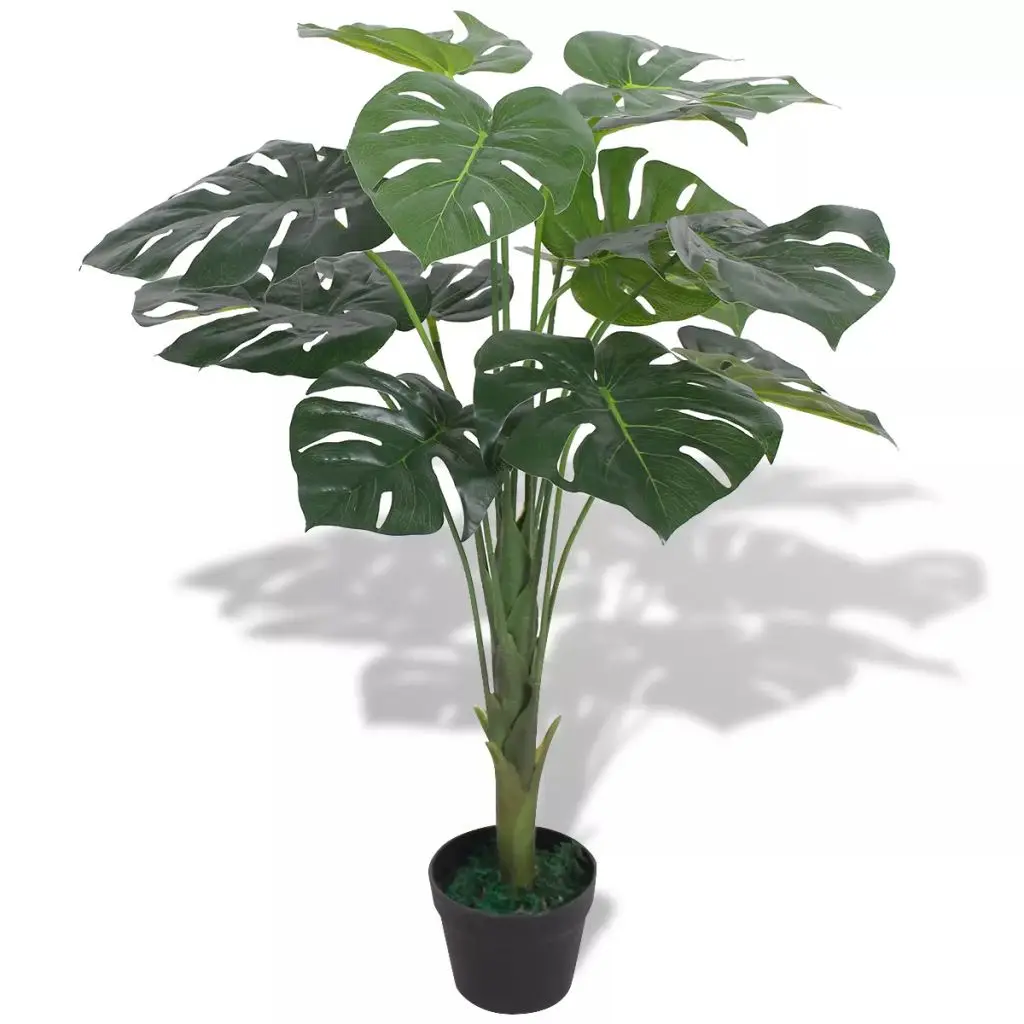 

Artificial Silk Palm Monstera Leaves Plant Pot Green for Hawaii Luau Party Decorations Beach Home Garden Table Decoration