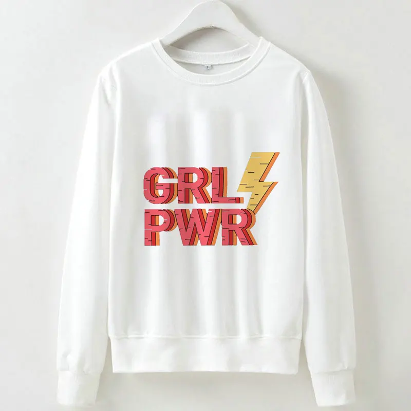 Толстовки, толстовка, Осень-зима, GRL PWR Girl power Feminism, 90 s, с длинными рукавами, Kpop Vogue, Harajuku, мультяшный принт, пуловеры для женщин - Цвет: 2348