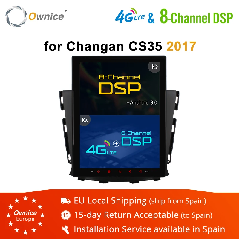 Автомобильный dvd плеер Ownice K3 K6 Tesla Style IPS PX6 Android 9 0 Восьмиядерный DSP для Changan CS35 2017 4G LTE