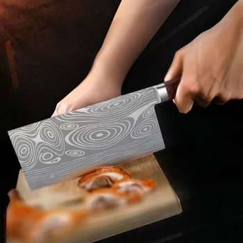 

Kitchen chopper chef knife stainless steel chopper mahogany handle chef knife slicing knife