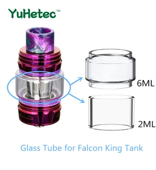 

2PCS YUHETEC fatboy glass Tank /glass tube for HorizonTech Falcon King Tank 2ML / 6ML