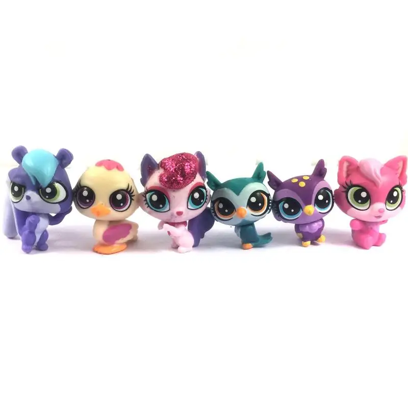 

BIXE CUTE DOLL model lps Toy 6pcs/lot Original LPS Pet Shop cat fox duck animal mini Figure lps kids toys gift