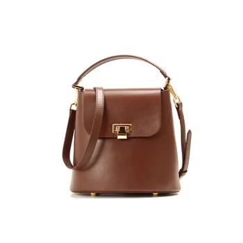 

Luxury Bucket Women Small Totes Handle Handbag Cowskin Leather Women's Crossbody Bags Style Designer For Street Travel