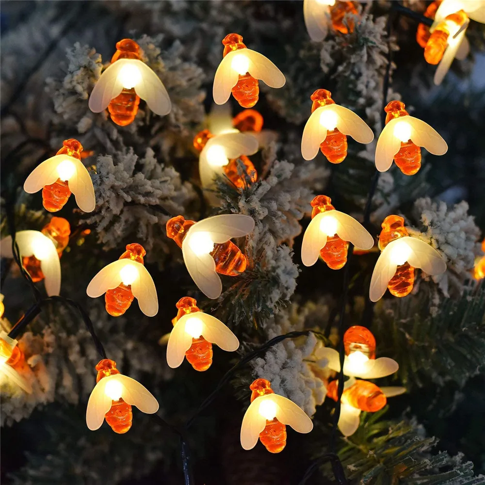 Battery Operated 10leds 20leds 40leds Bee Shaped led String Lights Christmas Tree Holiday Party Garden Decorative Fairy Lights