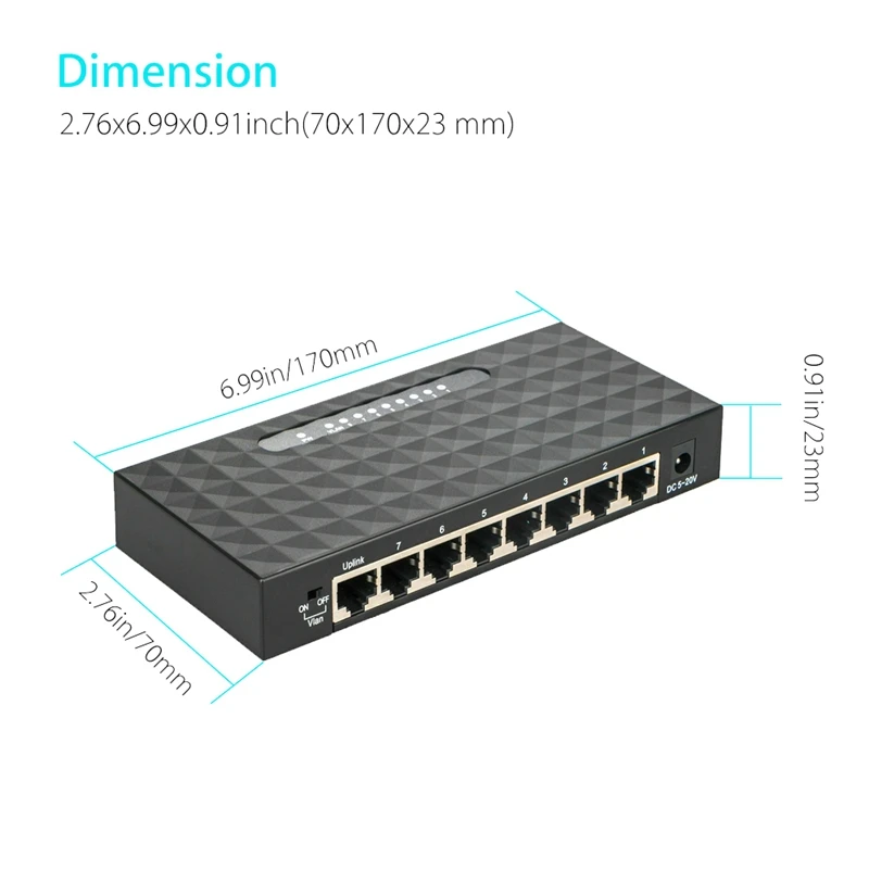 USB Mini Lan Poe Ethernet сетевой настольный коммутатор 8 портов 10 100 Мбит/с быстрый интернет