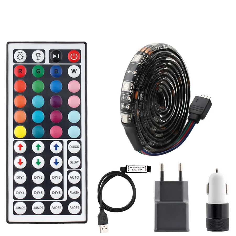 

5V 5050 Car LED Strip Light,RGB PC SMD Waterproof Lighting Tape,5V RGB USB Led Stripe,Car TV Backlight 44key Remote Room Decor