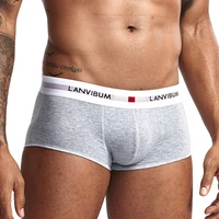 LANVIBUM men underwear solid convex underpants comfortable cotton bowxers soft shorts 2