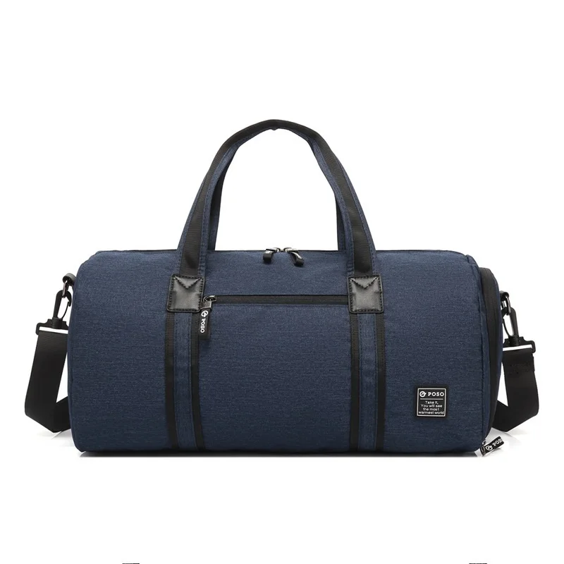 Синий Men's Large Handbag Waterproof Travel Duffle Bag with Shoes Pouch Multifunctional Fitness Crossbody Bag Fashion Business Tote - Цвет: Синий