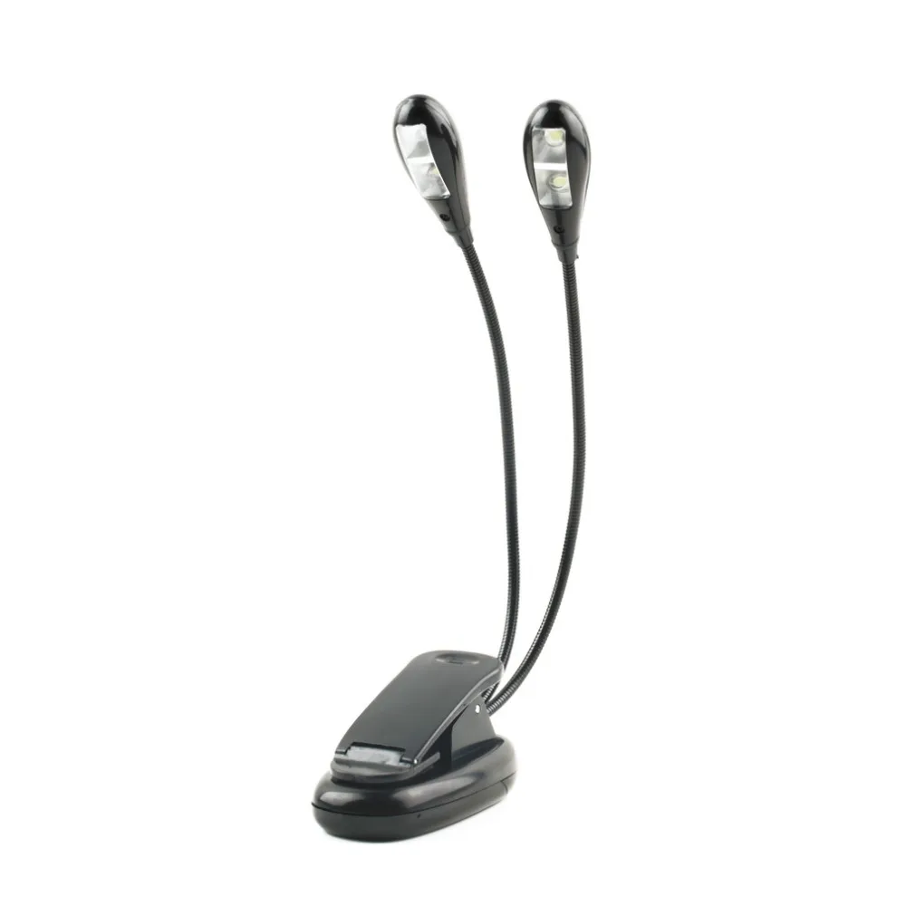 

ICOCO Adjustable Goosenecks 2 Dual Flexible Arms 4 LED Clip-on Light Lamp Desk Table Lamp For Piano Music Stand Book