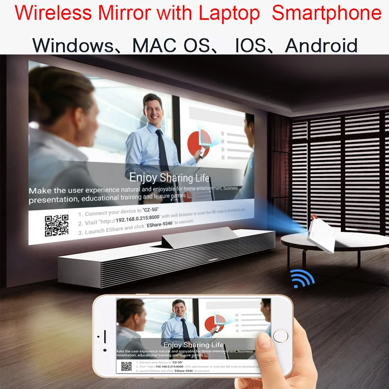Mini Proyector Para Moviles Celular Wifi Bluetooth Android Y Ios Iphone  Portatil