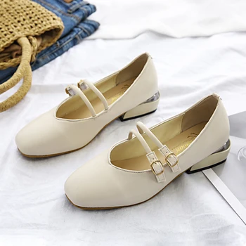 

Korean Shoes Women's Heels Square Toe Casual Female Sneakers All-Match Shallow Mouth Flats 2020 On Heels New Comfortable Summer