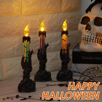 

Halloween Skeleton Ghost Hand candle Flameless Electronic Wedding Candles Decorative LED Indoor Decor Candle Light For Bar KTV