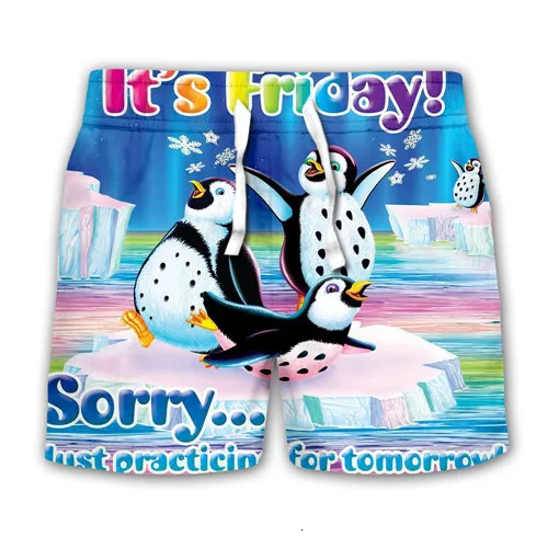 kids casual shorts Kids 3D Print set girls boy hooded Lisa Frank children colorfull hoodies Long Sleeve penguin printing sweatshirts jacket t shirt - Цвет: kids casual shorts