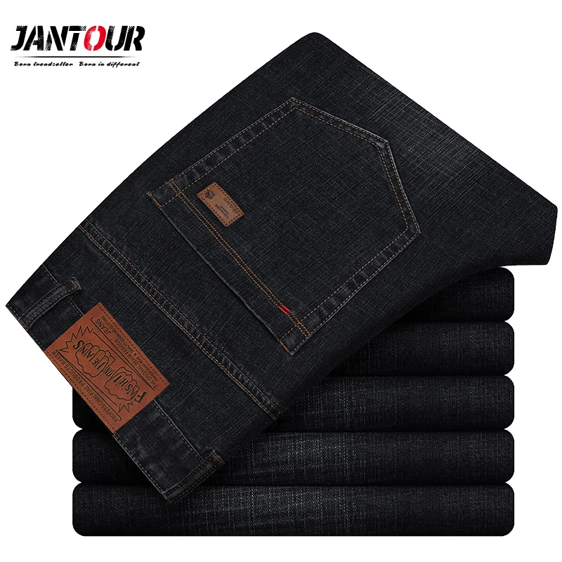 

Jeans Men Straight Fit Pants Classic Jean Mens Denim Elasticity Fashion cotton Trousers Male Casual Straight Black Pant Brand
