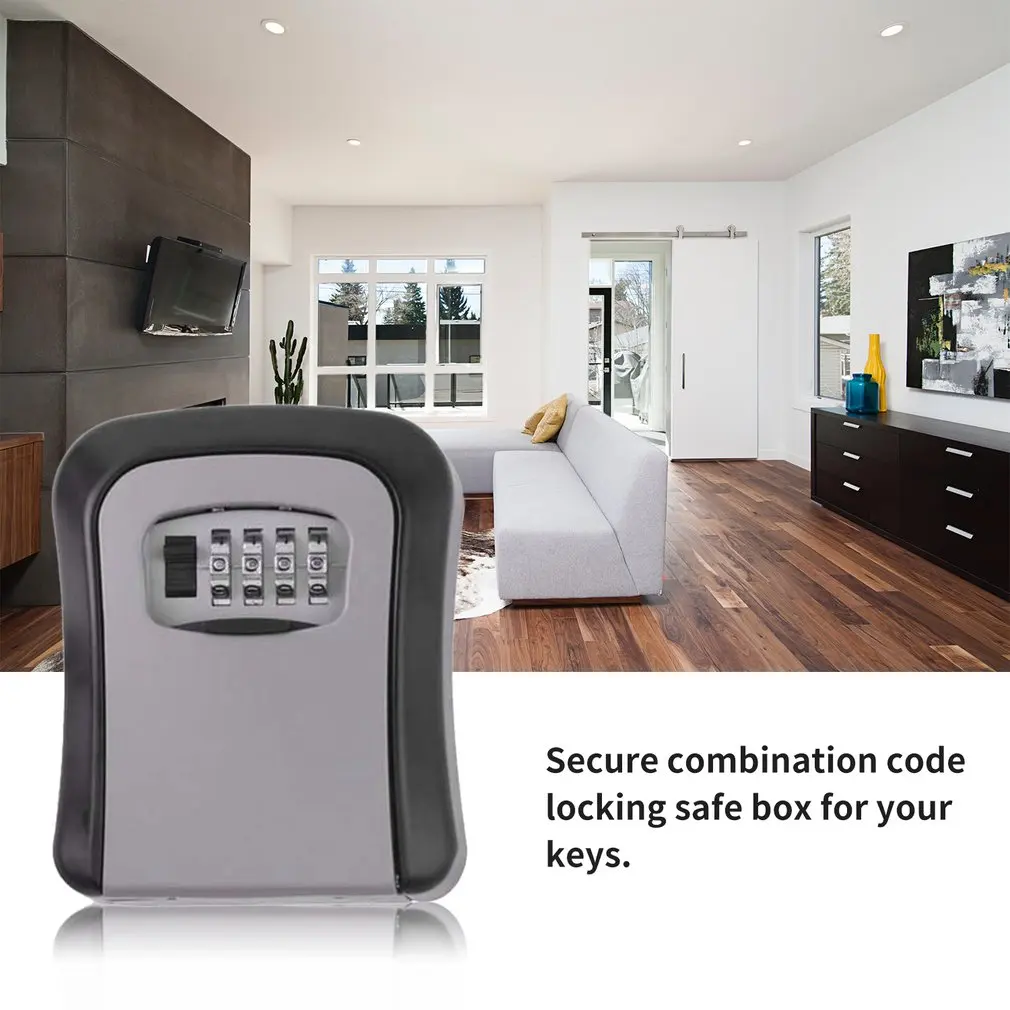 Wall Mounted Key Organizer Box 4-Digit Combination Password Lock Case Latest